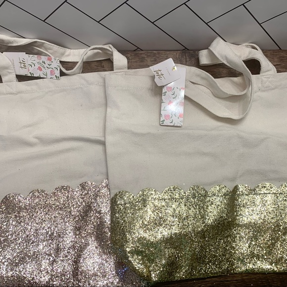 2 brand new glitter bottom tote bags - Picture 1 of 1